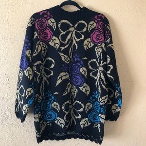 NWT Dana Scott Sparkly Rose Sweater Lg.